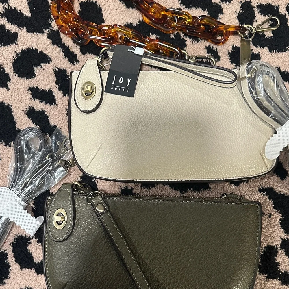 Joy Susan Cream and Olive Clutch Set - Picture 2 of 9
